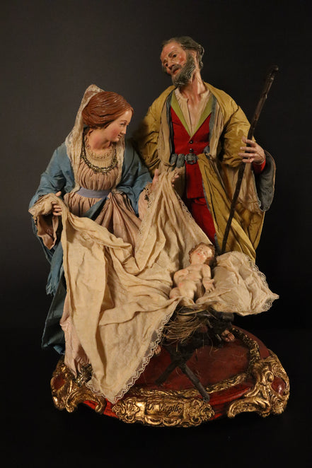 natività 38cm base legno oro