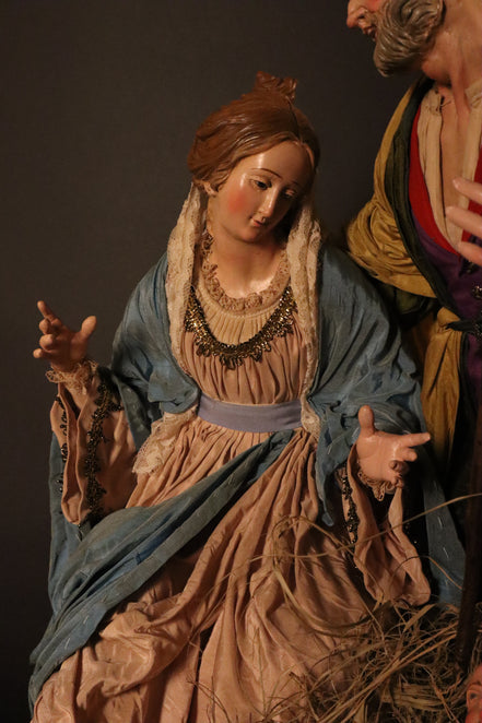 Natività 38cm base in legno oro
