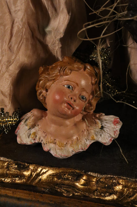 Natività 38cm base in legno oro