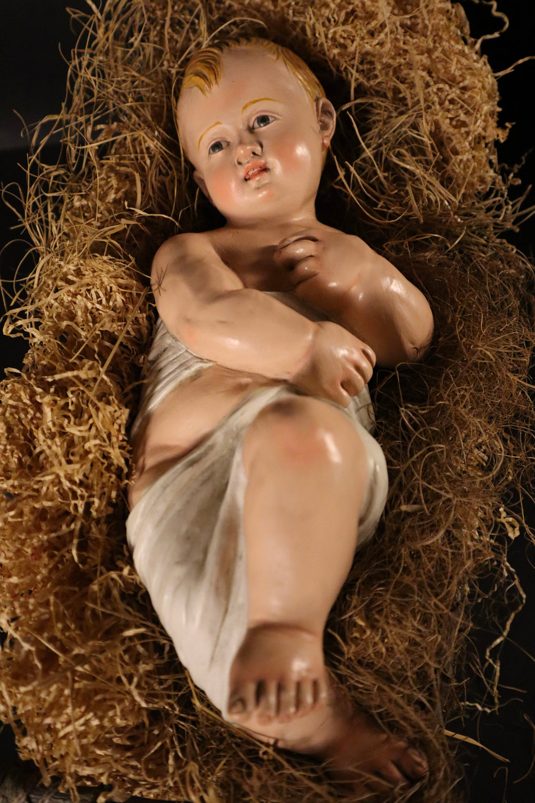 Bambinello da bacio con occhi di cristallo 45cm