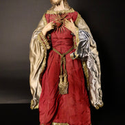 Gesù epoca 800 con campana in vetro stoffe antiche 40cm