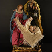 Natività 38cm base in legno oro
