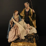 Natività cm 27 base in legno oro