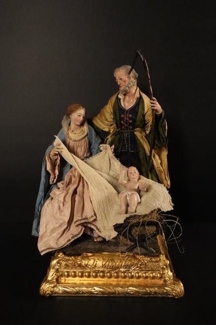 Natività cm 27 base in legno oro