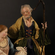 Natività cm 27 base in legno oro