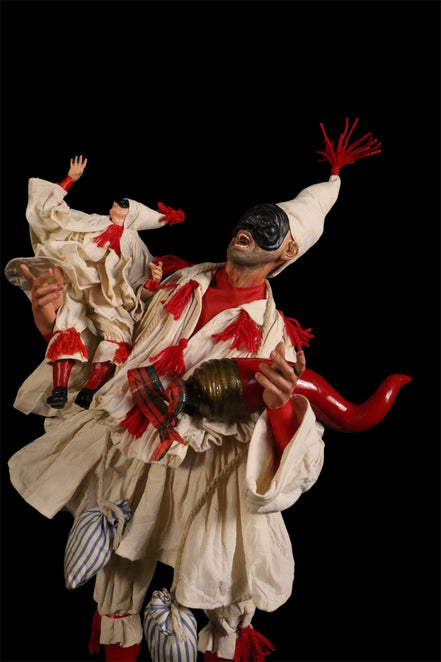 Pulcinella con bambino cm 38